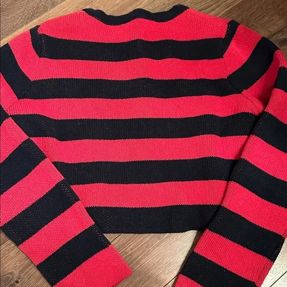 ZARA Striped Cardigan with Gold Buttons - Picture 6 of 9